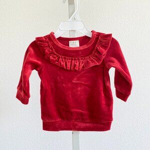 First Impressions Baby Girls Ruffle-Neck Velour Top Size 3-6 Months Long Sleeves